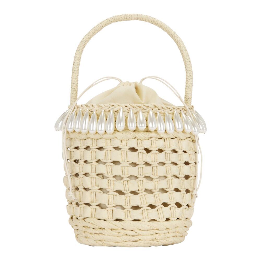 Lele Sadoughi, Women's 'Pearl Basket Tote' Bag, Woven, Natural, Beige, One/Size